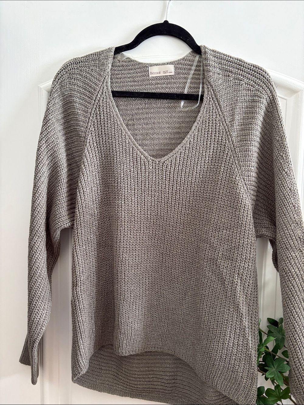 Be Cool sage V-Neck Knit Sweater
